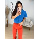 Cropped botões azul