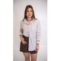 CAMISA LINA LISTRADA BEGE