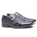 Sapato Social ELT em Material Tecnológico em Verniz Texturizado Preto - 7005-C3