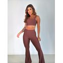 Conjunto Calça Flare Top Reto Marrom
