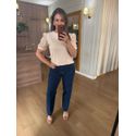 BLUSA MALHA ALGODÃO MANGA RENDA - BEGE