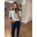 BLUSA MALHA ALGODÃO MANGA RENDA - VERDE