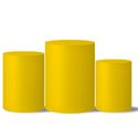 Trio Capas Cilindros Amarelo Liso Veste Fácil C/ Elástico 