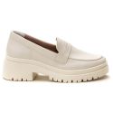 Mocassim Feminino Tratorado Off White Liso Estilo Shoes