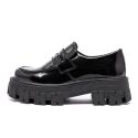 Sapato Mocassim Tratorado Briggite Estilo Veggie Verniz Preto