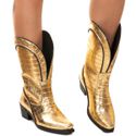 Bota Texana Estilo Veggie Dourada Ziper Metalizado