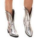Bota Texana Estilo Veggie Prata Ziper Metalizado