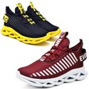 Kit 2 Tênis Easy Style Unissex Evoltenn Solado Trançado Moderno Preto Amarelo e Bordo