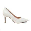 Sapato Feminino Scarpin Off White Bico Fino Salto Fino 