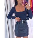 BODY EM POLIAMIDA MANGA LONGA - PRETO