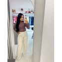 CALÇA PANTALONA EM VISCO LINHO 