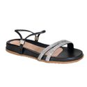 Sandália Papete Strass Lowise Preta Numeração Especial 40 / 41 / 42 / 43 / 44 Preto