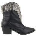 Bota Texana Western Cano Curto Com Franja De Strass 23041 Napa Preta