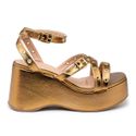 Sandália Feminina Anabela Salto Plataforma Tiras Ilhós 9100 Floter Bronze - Dalya