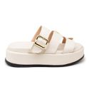 Sandália Feminina Papete Flatform Tira Com Fivela 5301 Off White- Violeta