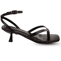 Sandáilia Feminina De Dedo Salto Baixo Fino 5412 Croco Preto