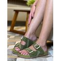 Sandália Rasteira Feminina Papete Birken Feminina Com Strass Em Suede Verde 23240