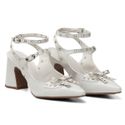 Sandália Scarpin Feminino Salto Grosso Em Napa Off White 183210