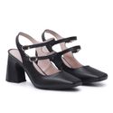 Sapato Scarpin Feminino Mery Jane Salto Grosso Napa Preto 183130 