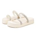 Sandália Papete Feminina Flatform Com Tiras De Strass Off White 199051