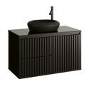 GABINETE RIPADO 80CM COM TAMPO DE VIDRO PRETO (SEM CUBA)