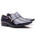 Sapato Social Gofer em Couro Verniz Dark Blue com Detalhes Estampados Exclusivos - 17288APU