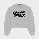 BLUSA MOLETINHO SUX OVERSIZED CROPPED CLASSICS CINZA
