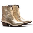 Bota Texana Feminina Cano Curto Metalizado Ouro 