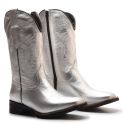 Bota Texana Feminina Metalizado Prata