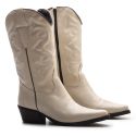 Bota Texana Feminina Napa Off White