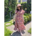 Vestido Catarina Floral Fundo Marsala Plus