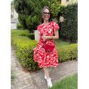 Vestido Aline Estampa Laranja Abstrato
