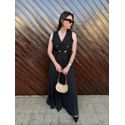 Vestido Bianca Preto Plissada