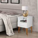 Mesa de Cabeceira Romar Pérola Retro 1 Gaveta Branco