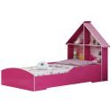 Cama Solteiro Infantil Gelius Casinha com 4 Divisorias e Adesivo Decorativo Rosa Pink