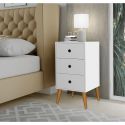 Mesa de Cabeceira Planety Baby Ben 3 Gavetas Branco 