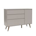 Cômoda Matic Retrô Clean 3 Gavetas com Porta Cinza Soft Ecowood 