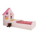 Cama Solteiro Infantil Gelius Casinha com 4 Divisorias e Adesivo Decorativo Branco