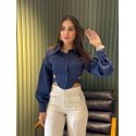 CROPPED CAMISA ZARA AZUL MARINHO