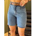 BERMUDA JEANS COM CINTO JEANS ESCURO