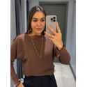 BLUSA ELIANA TRICOT MARROM