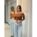 BLUSA ALICEA CÓS DOBRADO MARROM