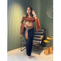 CROPPED RENDA BABADOS CARAMELO