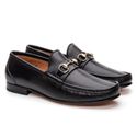 Mocassim Gold de Couro Preto Gj02 Solado de Couro