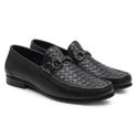 Mocassim Masculino de Couro Tressê Preto Gj01 Solado De Couro