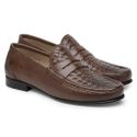 Mocassim Masculino de Couro Tressê Capuccino Gj03 Solado De Couro