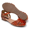 Sandália feminina em Couro Laranja 3014 Jota Flex