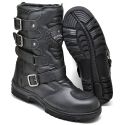 Bota Coturno Cano Médio Motociclista Motoqueiro Masculina Couro Legítmo Racing Fivelas Laterais 13005 Preta