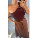 BLUSA REGATA CHARLOTE METAL - MARROM
