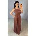 VESTIDO MARROM LISTRADO